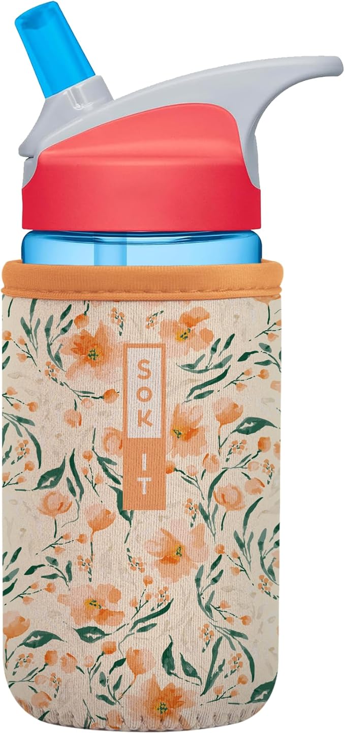 Sok It BotlSok Water Bottle Sleeve Insulated Neoprene Cover (Blush Blossoms, Fits 12oz CamelBak or