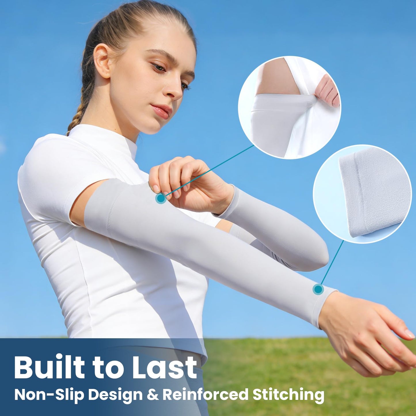 8 Pairs Soft Arm Sleeves, Cooling Compression Arm Covers for Men & Women