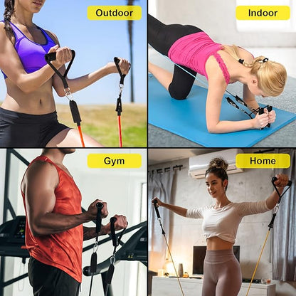 Resistance Bands Set, Workout Bands with Handles, Door Anchor, Ankle Straps and Carry Bag, Exercise