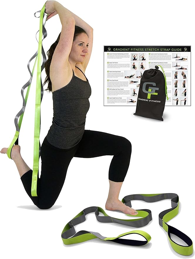 Gradient Fitness Stretching Strap for Physical Therapy, 12 Multi-Loop Stretch Strap 1.5" W x 8' L