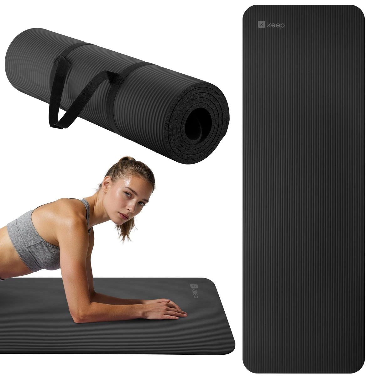 KEEP Extra Thick NBR Yoga Mat for Women & Men, 10mm Thick, 72”x24” Large Exercise Mat with Non-Slip