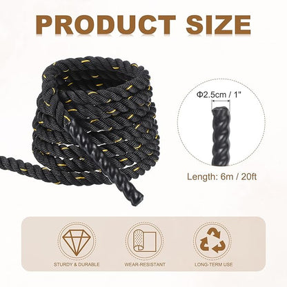 MECCANIXITY Battle Rope 20ft x 1 Inch Polyester Workout Rope Heavy Fitness Exercise Rope for