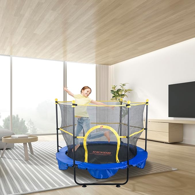 VEVOR 5FT Trampoline 50"/55"/56 * 35" for Indoor/Outdoor use for Toddlers, Foldable Mini Baby with