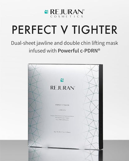 REJURAN® Perfect V Tighter Dual-Sheet Lifting Sheet Mask, c-PDRN® (4ea) ??Face & Jawline Lifting