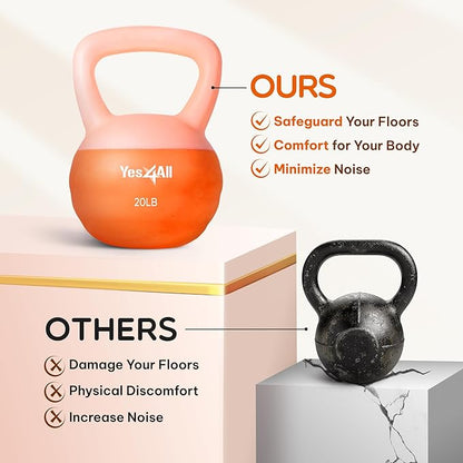 Yes4All Soft Kettlebell, PVC Kettlebells Exercise Weights & Color-Coded Strength Training