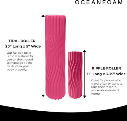 Oceanfoam Tidal Roller - Hot Pink - Muscle Massage Foam Roller for Back Pain & Stretching - Firm