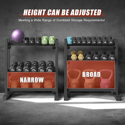 3-Tier Dumbbell Rack, 1100LB Capacity Adjustable Weight Rack for Home Gym, Heavy-Duty Weight Stand