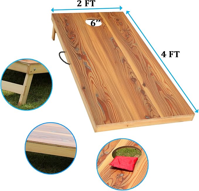 Solid Wood Premium Corn Hole Outdoor Game Set, 2 Regulation and Waterproof Cornhole Game Boards