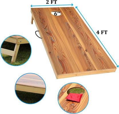 Solid Wood Premium Corn Hole Outdoor Game Set, 2 Regulation and Waterproof Cornhole Game Boards