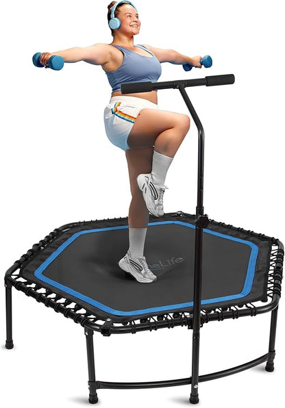 SereneLife 40"/50" Mini Trampoline for Adults - 450/550LBS Fitness Trampoline with Reinforced