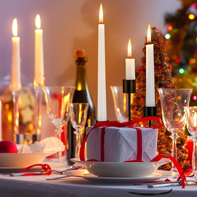 36 Pack White Taper Candles, 7-8 Hours Burn Time, Unscented, Smokeless and Dripless, 0.8 x 10 Inch
