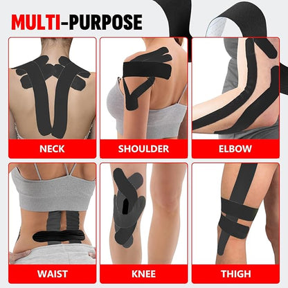 60PCS Precut Kinesiology Tape Strips, 2 inch x 10 inch Athletic Tape, Kinetic Tape, Elastic Muscle