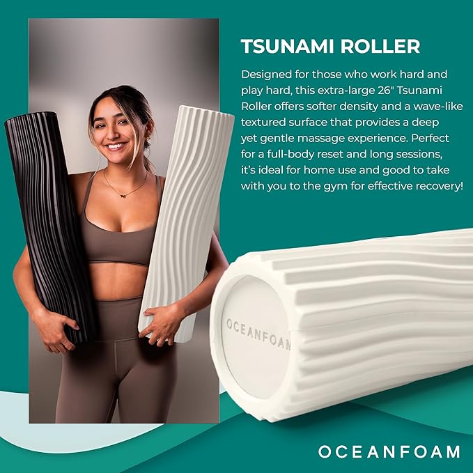 Oceanfoam Tsunami Roller (Natural) - Soft, Textured Foam Roller for Physical Therapy, Back Pain