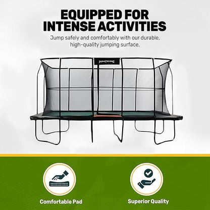JumpKing Rectangle Trampoline Outdoor with Enclosure, Ladder, and Net, Large Recreational