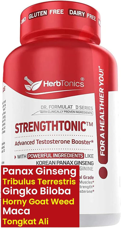 Herbtonics Testosterone Support Supplement for Men - Korean Panax Ginseng & Tribulus Terrestris