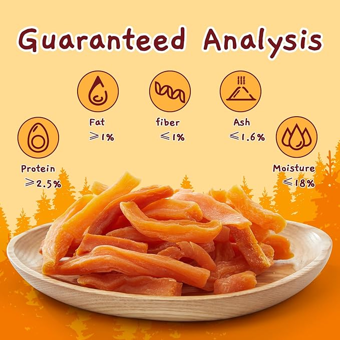 Jungle Calling Sweet Potato Dog Treats,Low Fat Natural Soft Chews for Weight Management, Single
