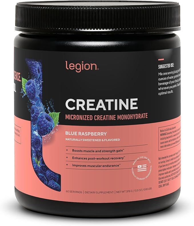 LEGION Micronized Creatine Monohydrate Supplement - Clean Creatine Powder for Muscle Gain & Post