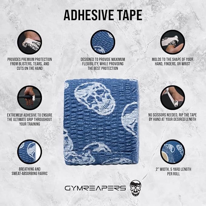 Gymreapers Hook Grip Weightlifting Tape (3 Pack) Premium Adhesive Thumb Skull Tape for Finger
