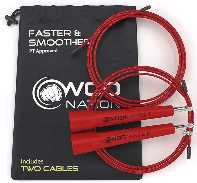 WOD Nation Adjustable Speed Jump Rope For Men, Women & Children - Blazing Fast Fitness Skipping
