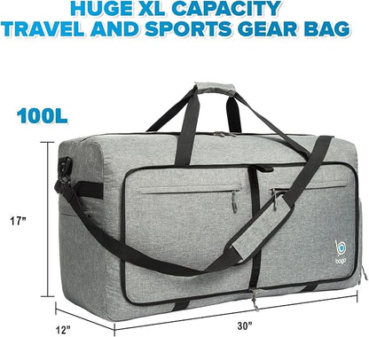 Bago Large Foldable Duffel Bags for Traveling Women & Men - 100L Packable Duffle Bag for Travel