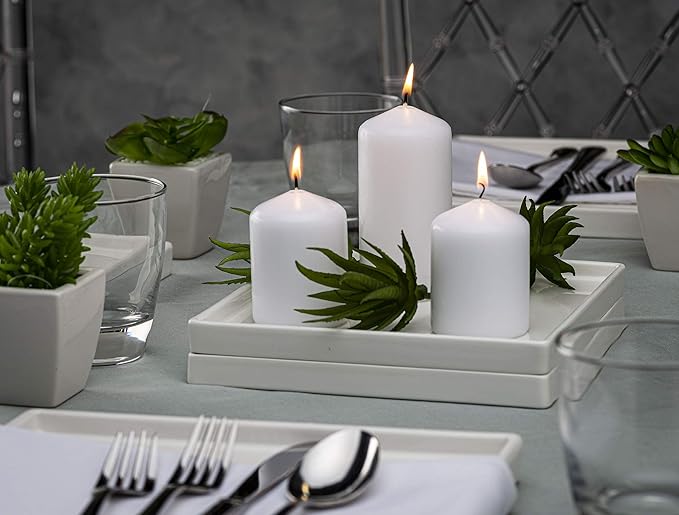 BOLSIUS 6 White Pillar Candles Bulk - 3x4 Inches Candle Set - 40+ Hours Clean Burning - No Palm Oil