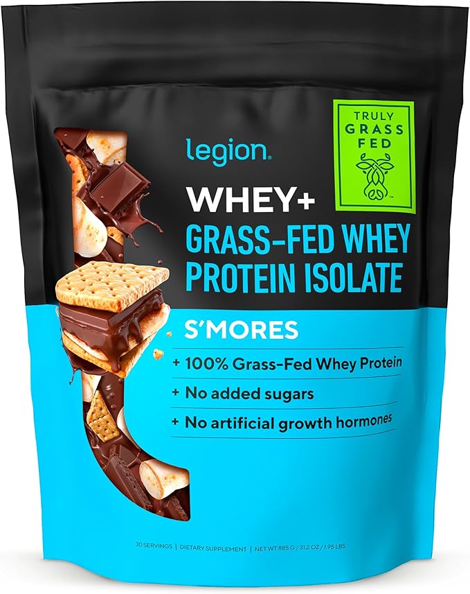 LEGION Whey+ Whey Isolate Protein Powder from Grass Fed Cows - Low Carb, Low Calorie, Non-GMO