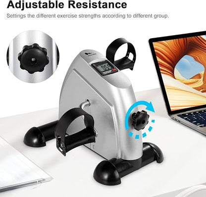 Mini Exercise Bike, himaly Under Desk Bike Pedal Exerciser Portable Foot Cycle Arm & Leg Peddler