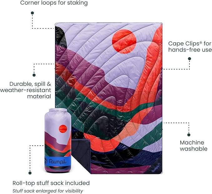 Rumpl Original Puffy Blanket - Warm, Water-Resistant Camping Blanket with 100% Recycled Synthetic