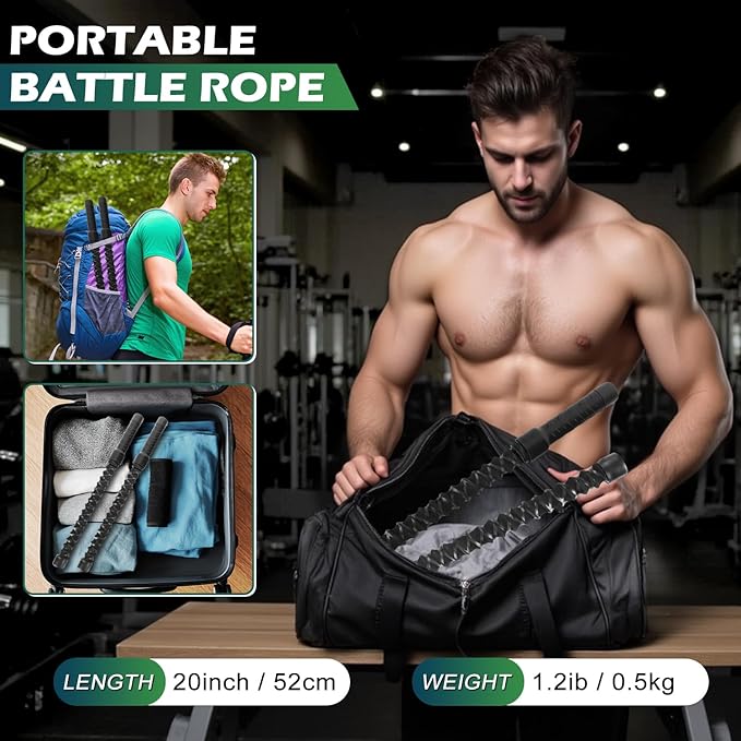 Ropeless Battle Ropes for Home Gym, Weighted Workout Cords for HIIT, Strength, and Low-Impact