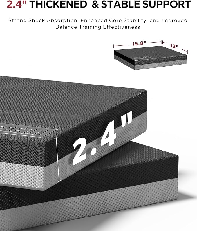 HAPBEAR Exercise Balance Pad - 15"x12" Non-Slip Textured Bottom Stability Training Mat - 2.25"