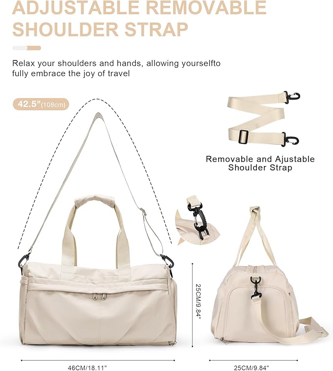 Gym Bag for Women Men, Sport Duffel Bag with Toiletry Bag & Shoe Compartment,Waterproof Travel