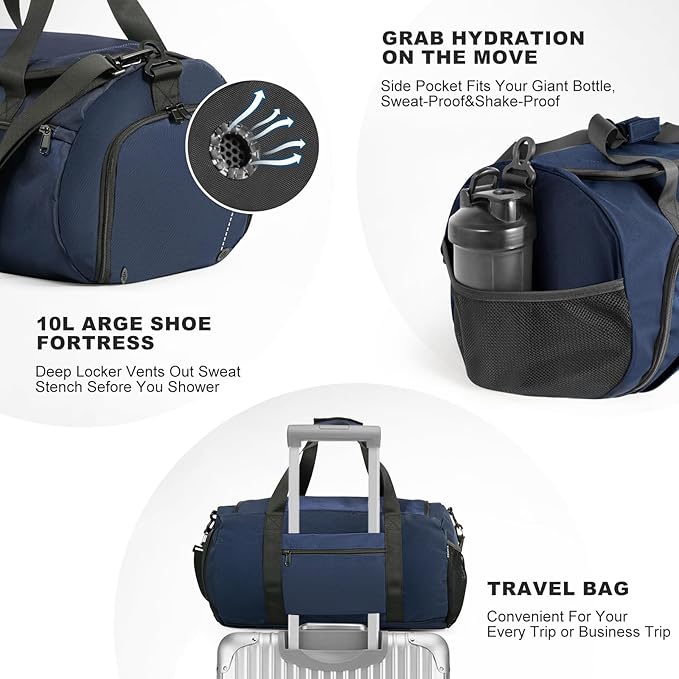 Gym Bag for Men Women With Shoe Compartment & Wet PocketWater Resistant Sports Gym Bag 、shoulder