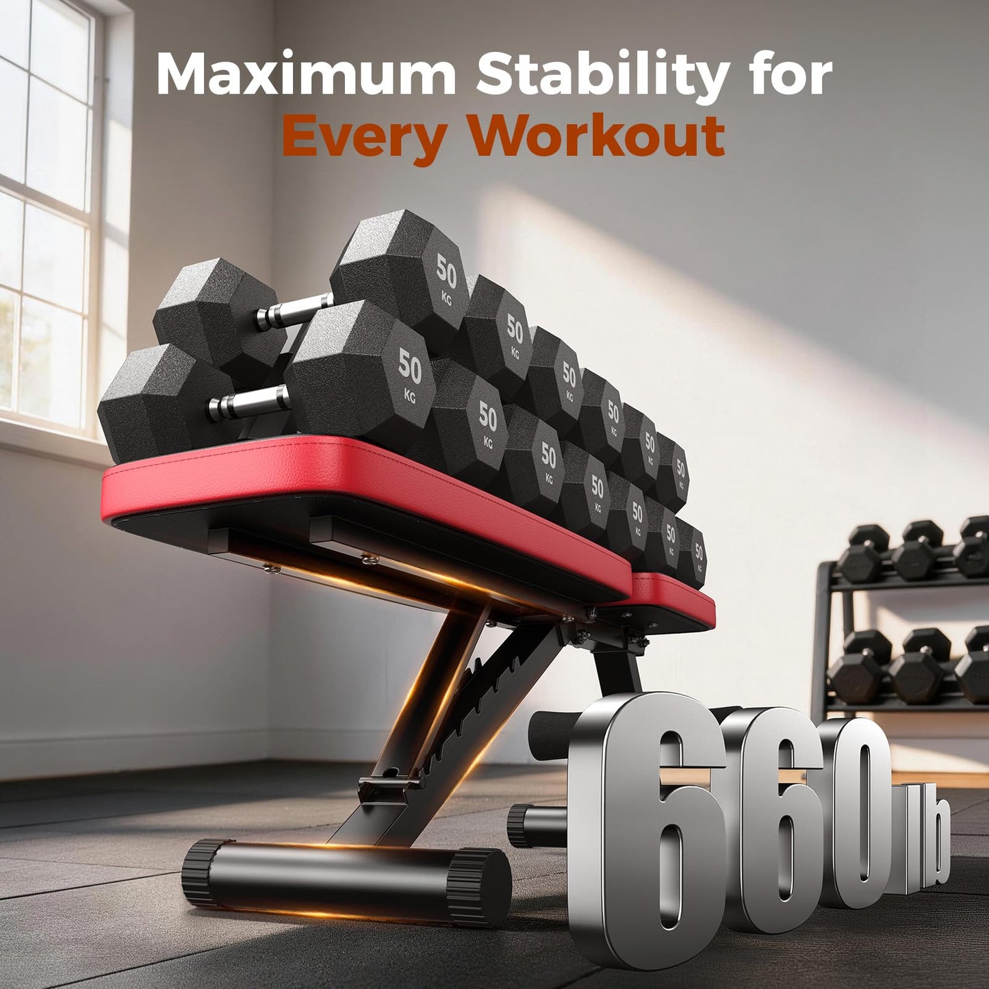 NICEPEOPLE Adjustable Weight Bench for Home Gym, 660LBS Capacity Workout Bench with 8 Backrests for