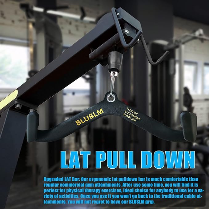 LAT Pull Down Bar for Cable Machine, LAT Pulldown Attachments T Bar V Bar Cable Attachment, Back