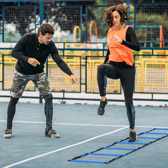 Speed and Agility Training Equipment: 5 Adjustable Agility Hurdles. 20ft Agility Ladder, Soccer