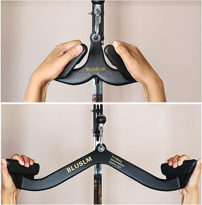 LAT Pull Down Bar for Cable Machine, LAT Pulldown Attachments T Bar V Bar Cable Attachment, Back