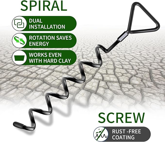 Trampoline Stakes Heavy Duty Trampoline Anchors Kit, Spiral Screw In Ground Anchors with Straps