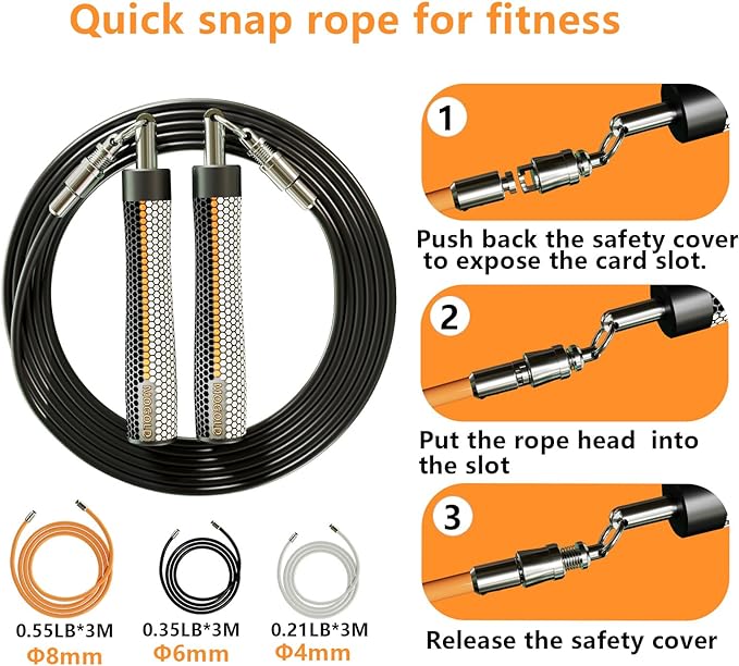 Weighted Jump Rope for Men Women -Interchangeable 1/5lb 1/4lb 1/2lb Heavy jump ropes - 360 Degree