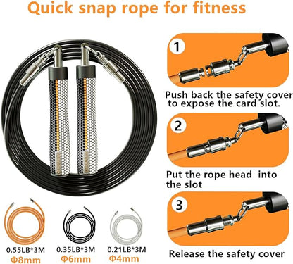 Weighted Jump Rope for Men Women -Interchangeable 1/5lb 1/4lb 1/2lb Heavy jump ropes - 360 Degree