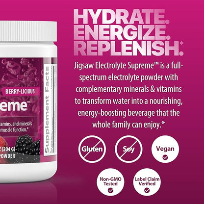 Jigsaw Health Electrolyte Supreme | Broad Spectrum of Electrolytes + Trace Minerals | Berry-Licious
