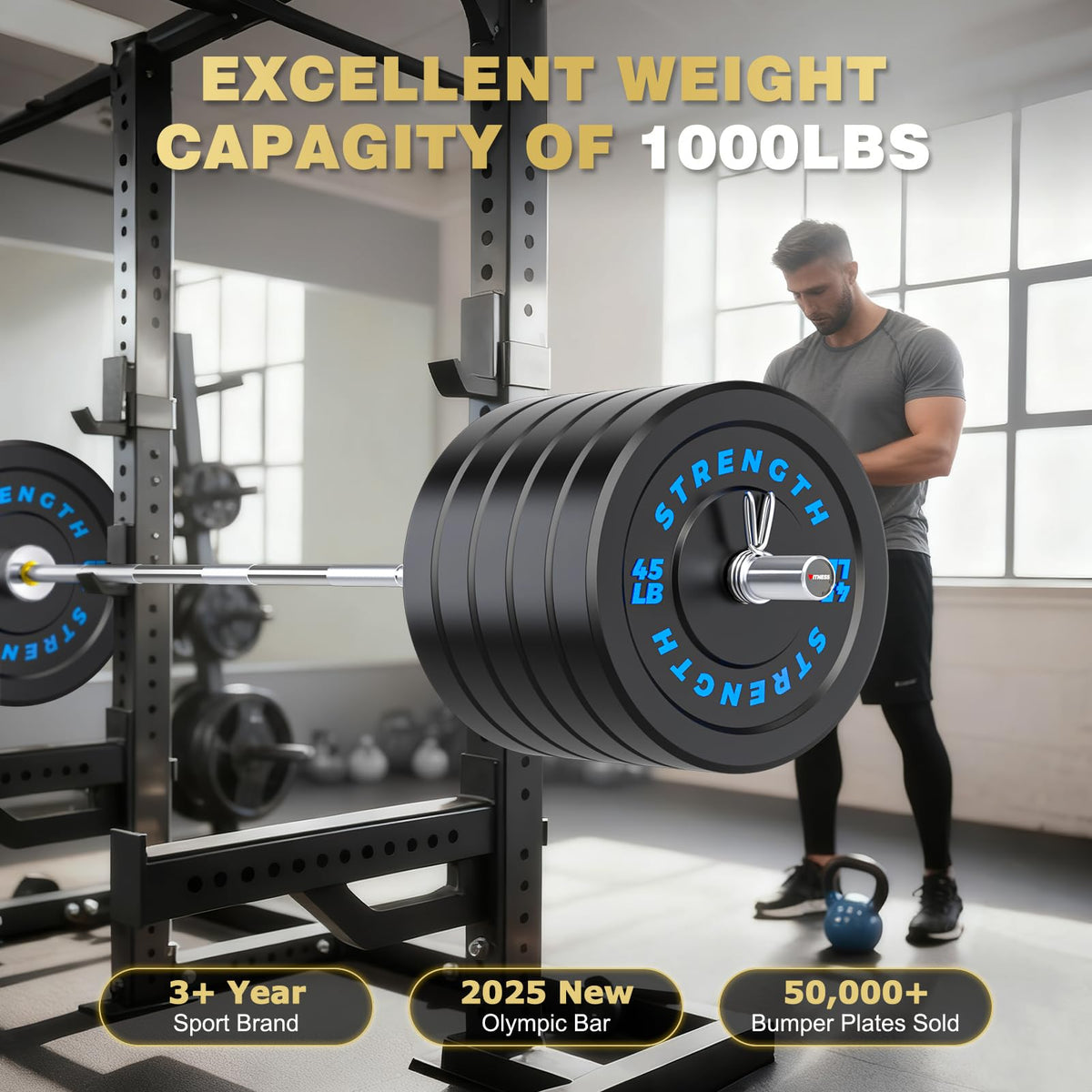 Rendpas 7FT Olympic Barbell for Home Gym Strength Training, 45 Lbs 2-inch Weight Bar with 28mm
