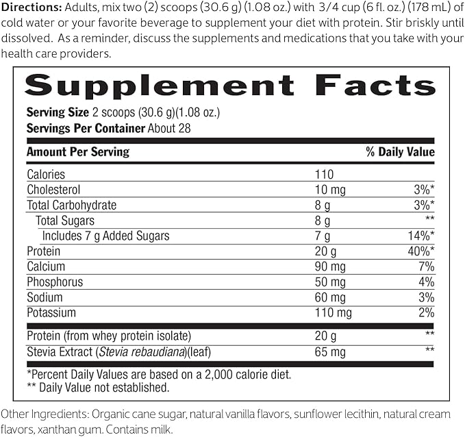 Biochem Whey Protein Isolate Powder - Vanilla Flavor, 20 Grams per Serving, Sourced from Grass Fed
