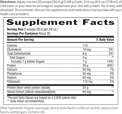 Biochem Whey Protein Isolate Powder - Vanilla Flavor, 20 Grams per Serving, Sourced from Grass Fed