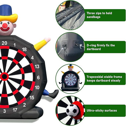 14ft Giant Inflatable Soccer Dart Board with 8 Golf Balls & 2 Soccer Balls Kickball Dartboard