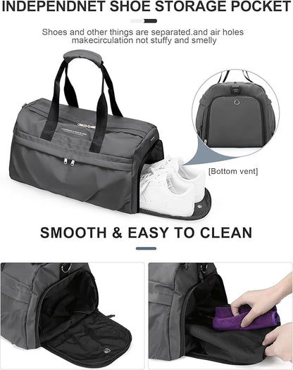 Gym Bag for Women Men with Shoe Compartment, Sport Duffel Bag, Waterproof Travel Weekender