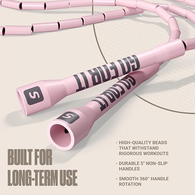 Sportbit Elite Beaded Jump Rope - Adjustable Speed Rope for Fitness, CrossFit, Boxing