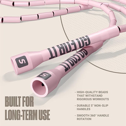 Sportbit Elite Beaded Jump Rope - Adjustable Speed Rope for Fitness, CrossFit, Boxing