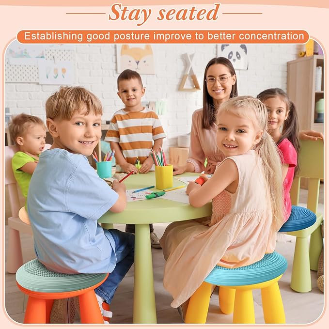 Libima 4 Pcs Wiggle Seat Inflated Wobble Cushion for Sensory Kid 13 Inches Balance Disc Flexible