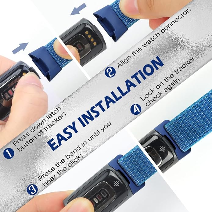 Sport Loop Nylon Watch Bands Compatible with Fitbit Charge 6/5, Adjustable Breathable Replacement