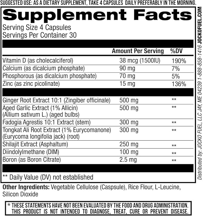 Jocko Fuel Test Booster for Men - Natural Endurance, Stamina, & Strength Booster - Muscle Builder